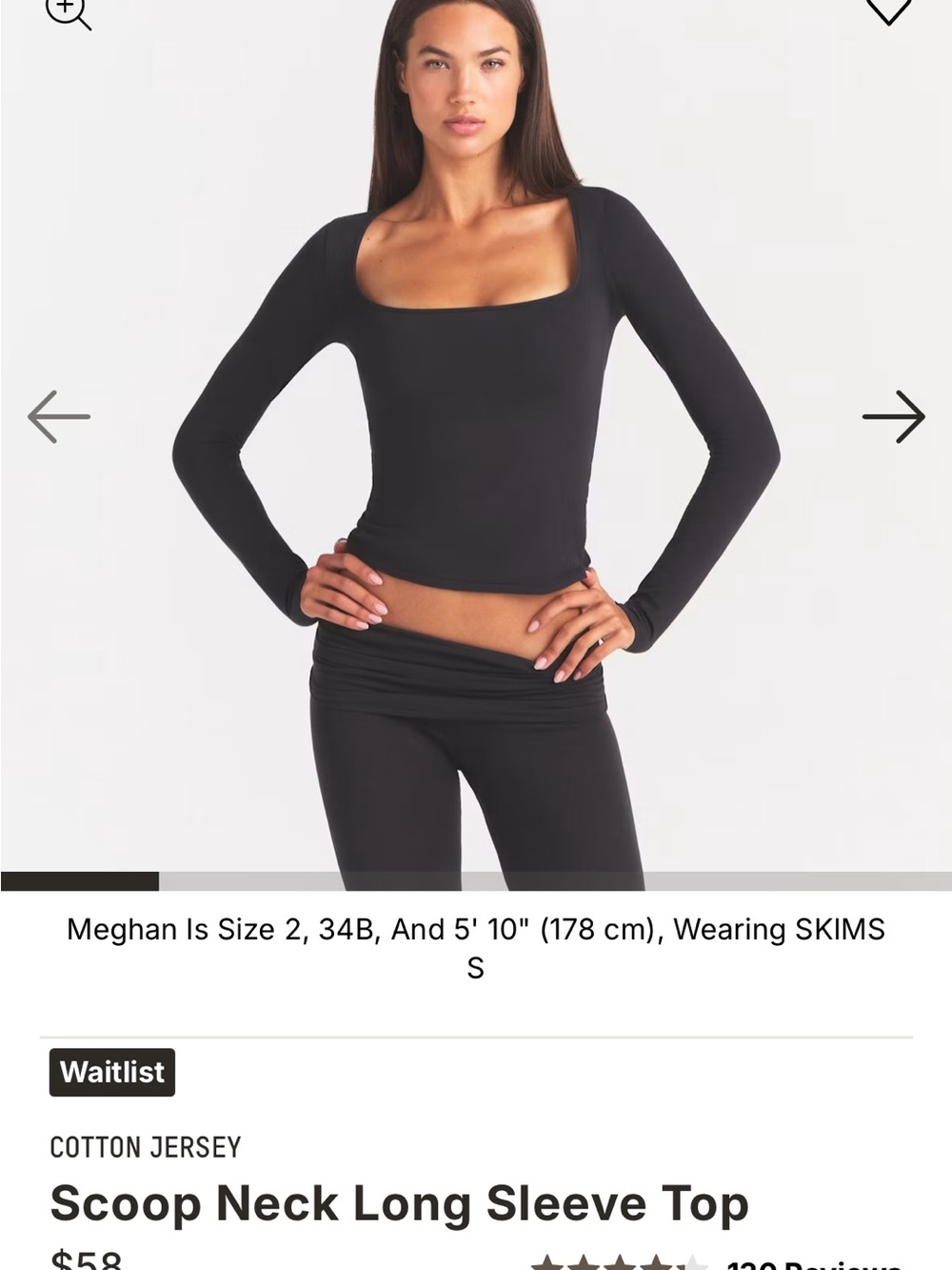 Black scoop neck long sleeve Skims shirt
